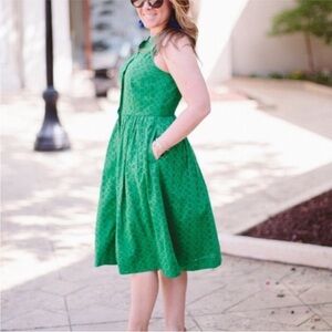 J.Crew Eyelets Green Sleeveless Dress